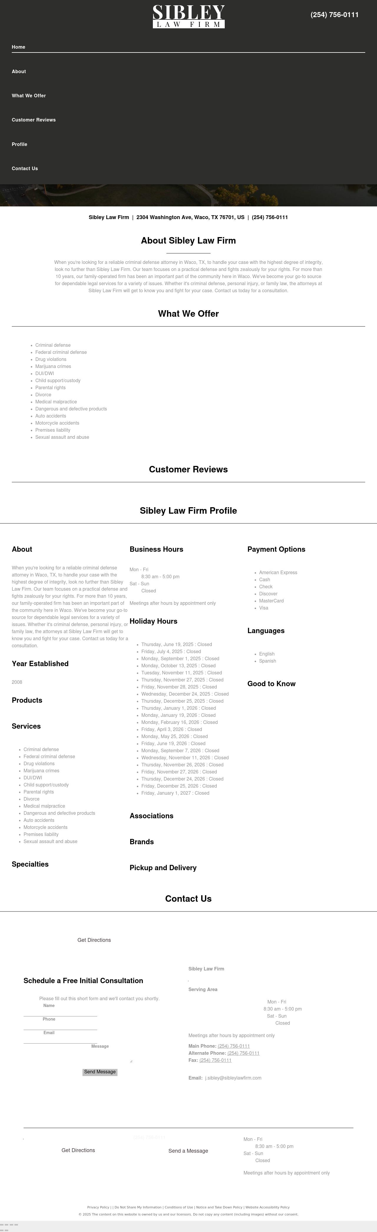 Sibley Law Firm - Waco TX Lawyers